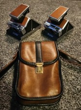 Vintage Polaroid SX-70 Land Cameras With Leather Carrying Case - Foldable - READ