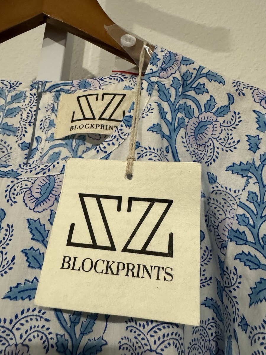 SZ Blockprints Gaia dress Lavender And Cornflower Blue NEW! $288 