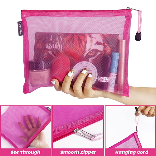 6er Pack Netz Kosmetiktaschen, Nylon Make-up Beutel mit Reißverschluss für Home Office Purs - Bild 2 von 12