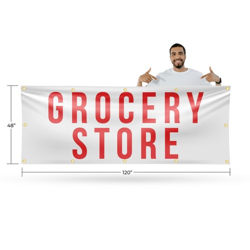 Grocery Store Vinyl Banner Sign with Metal Grommets Heavy-Duty Single-Sided - Picture 2 of 21
