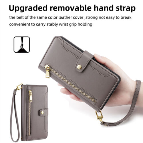 For Google Pixel 7 Pro/ 7A/ 6 Crossbody Wallet Case Zipper Pocket Card Holders - Picture 5 of 60