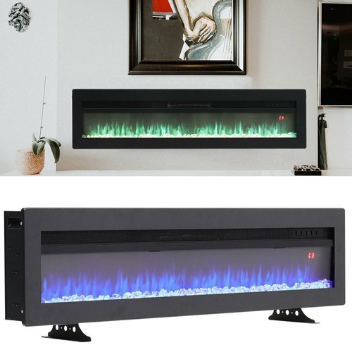 LED Fireplace Media Wall Fire Wall Mounted / Standing Electric Heater 30-70inch - Picture 42 of 69
