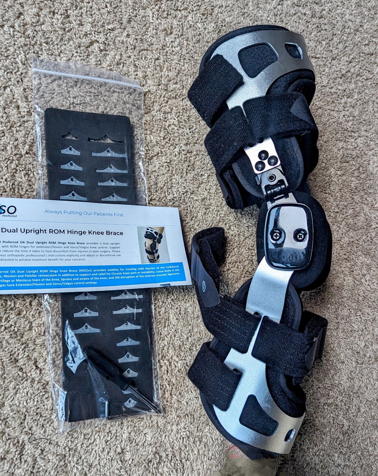 ISO Preferred Medium LEFT OA Dual Upright ROM Hinge Knee Brace ISO-KN221L