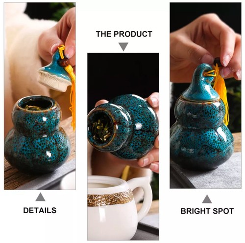 Food Container Gourd Tea Elegant Storage Jar Vintage Can - Picture 3 of 3