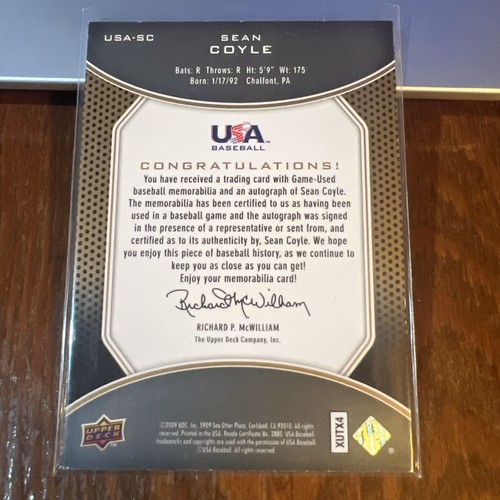 Sean Coyle 2009 Upper Deck Signature Stars USA Prospects Jerseys Auto /399 - Bild 2 von 2