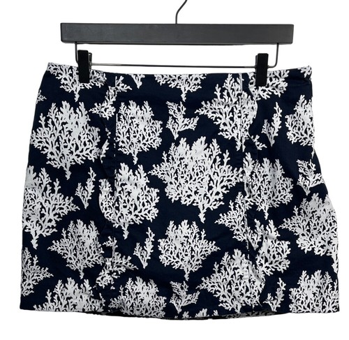 Crown and Ivy Skirt Womens 10 Medium Mini Skort Blue White Coral Graphic Casual