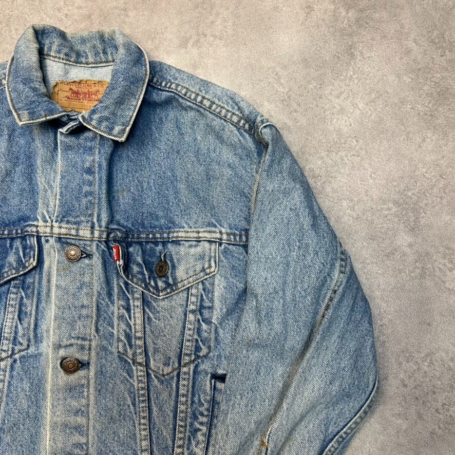 Levis Jeans Denim Jacket Kids Medium Y2K Bomber Trucker Coat, Blue image 2