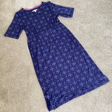 White Stuff Navy Patterned Dress Soft Jersey Short Sleeve Dress Size 8