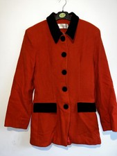 Vintage Charlotte Halton Orange And Black Smart Velvet Coat Gc! Size Uk 34” Bust