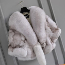 100 Real Genuine Fox Fur Coat Women's Fur Jacket Luxury Fluffy FUR Overcoat