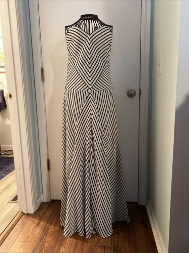 Asos 2 Negro Blanco De Rayas Vestido Largo | eBay
