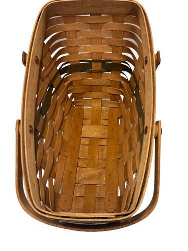 1991 Longaberger Yuletide Traditions Basket Green Trim w/Plaid Liner & Protector - Picture 3 of 4
