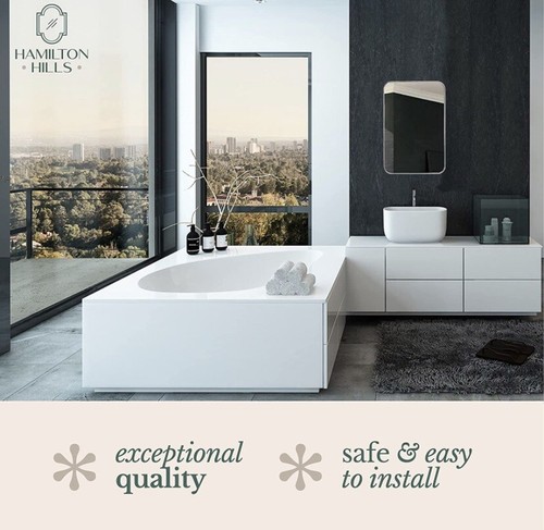 Hamilton Hills Contemporary Brushed Metal Wall Mirror Glass Panel Brushed 16x24 - Picture 2 of 7