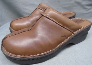BORN-BOC-Brown-Leather-Slip-On-Comfort-Low-Wedge-Clog-Mule-Slide-Shoe-Women-8