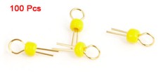 100 Pcs Yellow Ceramic Bead Gold Plated Copper PCB Test Pin Terminals Total 9 mm