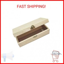 NA Unfinished wooden box, 8x4x2.3 inch storage box with hinge lid, small wooden