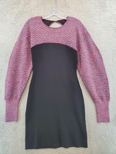 Esteban Cortazar  Women’s Long Sleeve Open Back Dress Large Black & Multicolor