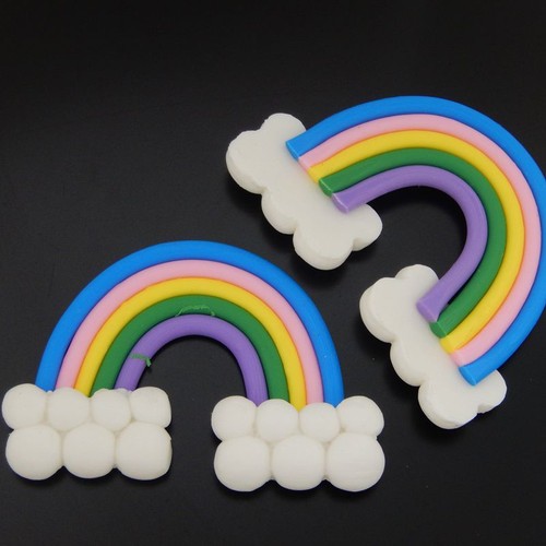 12 pcs Clay Rainbow Cabochons Flat Back Embellishments Craft Making Art Decors - Picture 5 of 6