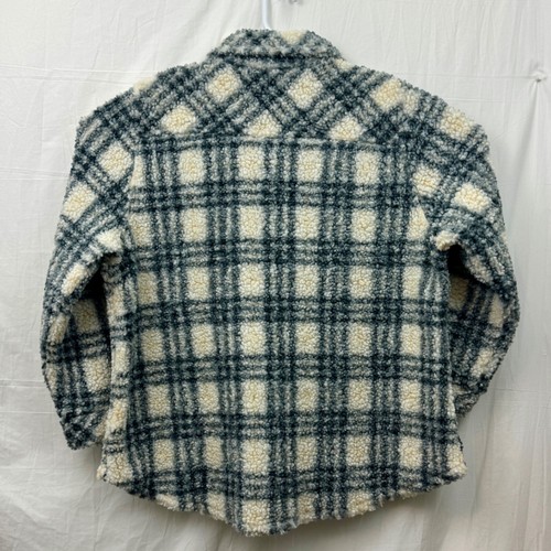 Torrid Sherpa Button Front Long Sleeve Shacket Women +2 Ivory Plaid - Picture 4 of 9