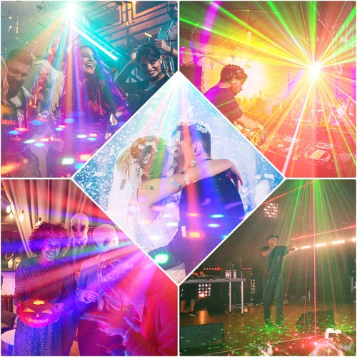 DJ Laser Disco Light Strobe RGB Beam LED Stage Effect Lighting Club W/Remote - Picture 4 of 7