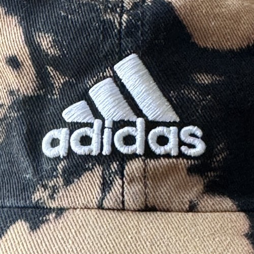 Adidas Hat Cap Strap Back Black Brown Reverse Dye Splotchy Tie Dyed Logo Womens - Picture 2 of 11