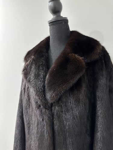 New Women Real Mink Genuine Fur coat jacket SIZE M 1109194 Long Medium Brown - Picture 5 of 17