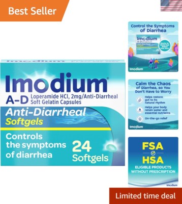 24 ct A-D Anti-Diarrheal Softgels - Quick Relief for Acute & Travel Diarrhea