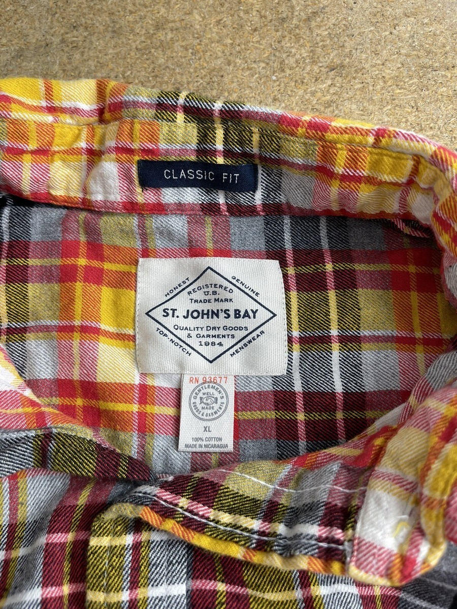 Vintage 90s Plaid Tartan St John's Bay Legacy Flannel Mens XL