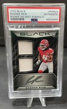 2023 Panini Black Rashee Rice #RSM-29 Rookie Signature Materials Emerald /25 PSA