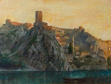 Pocitelj, oil Painting: Michael Z. Diemer attributed, antique, c.1905, 60x80 cm