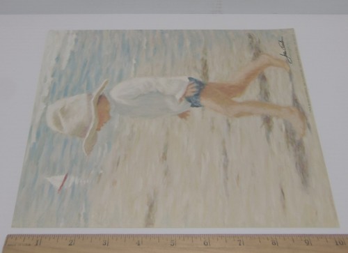 Impresión firmada rara de colección por Ivan Anderson niño caminando por la playa 10" x 8" - Imagen 3 de 14
