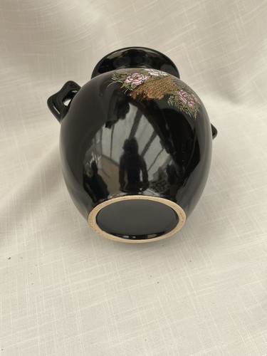 Japanischer Pfau Blumen Cloisonné Emaille Vase Porzellan wunderschön Vintage - Bild 6 von 6