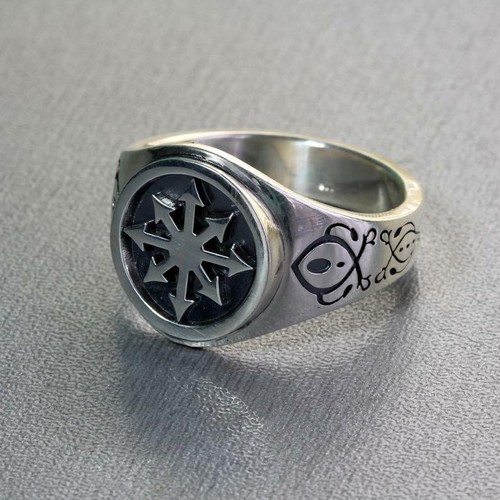 Chaos Magic Star Occult Men Signet Silver 925 - Picture 7 of 12