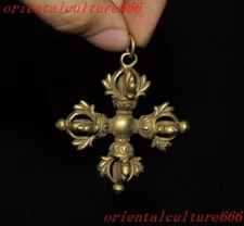 1.6"Buddhism temple bronze Vajra Dorje Phurpa Exorcism Talisman amulet pendant