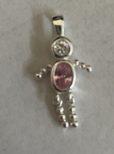 925 Sterling Silver Baby BOY Birthstone Charm Pendant Cubic Zirconia Most Months