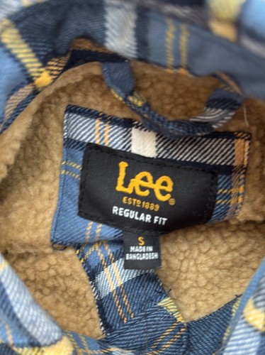 NEW Lee Shirt Shacket Sherpa Lined Flannel Mens Regular Fit Small Blue Plaid - Picture 4 of 9
