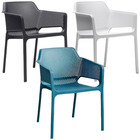 Stackable Modern Net Chairs Cafe Patio Outdoor Dining Black Blue White