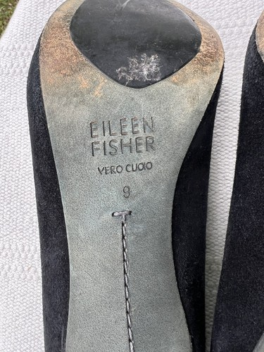 Eileen Fisher Black Suede Heels Pumps Size 9 - Picture 8 of 9