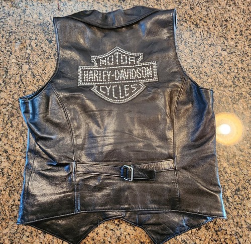 Harley Davidson Leather Vest Women’s Medium Rhinestones Excellent Condition! - Picture 5 of 6