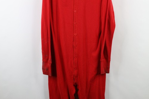 Tuta uomo streetwear vintage anni 90 grande invecchiata maglia a costine termica unione rossa - Foto 3 di 22