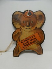 VINTAGE CADBURY CHOCOLATE CARDBOARD ADVERTISING SIGN RACING KOALA GAME SHOW BAG
