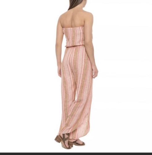 NWT / $221 ~ Drew Emerson Anthropologie Linen Strapless Split Leg Jumpsuit / M - Picture 2 of 5