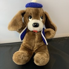 Telemarks Korea Plush Vtg Brown 10  Dog Rolling Eyes Puppy Felt Hat Tongue AO
