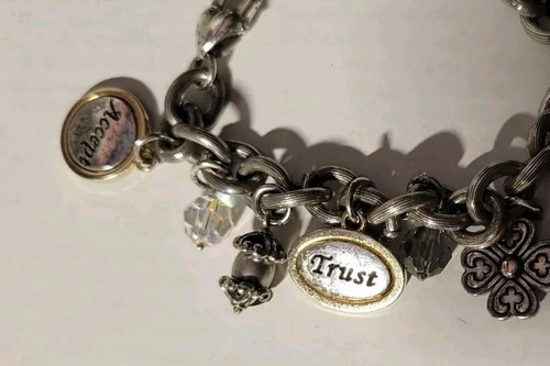 Brighton POWER OF PINK BREAST CANCER Silvr Link Vintage Bracelet Mega Charm NWOT - Picture 6 of 7