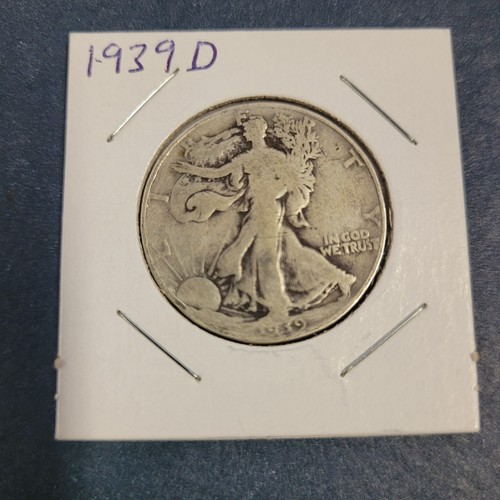 1939 D Walking Liberty half dollar, 90 percent silver, free shipping - Picture 2 of 4