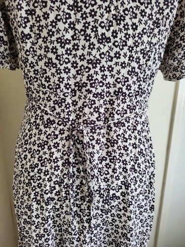M&S Midi Dress Size 14 Black & White Ditsy Floral Short Sleeve Button Up Shirt - Picture 11 of 15