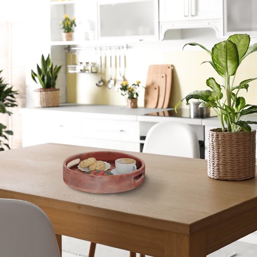 Plateau de Service en Bois de manguier avec poignées Bord surélevé Design Ron... - Afbeelding 3 van 7
