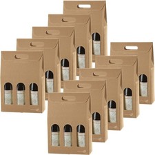 10x Gift Box Packaging Sale Brown For 3 Bottles Of Wine Oil With Finest