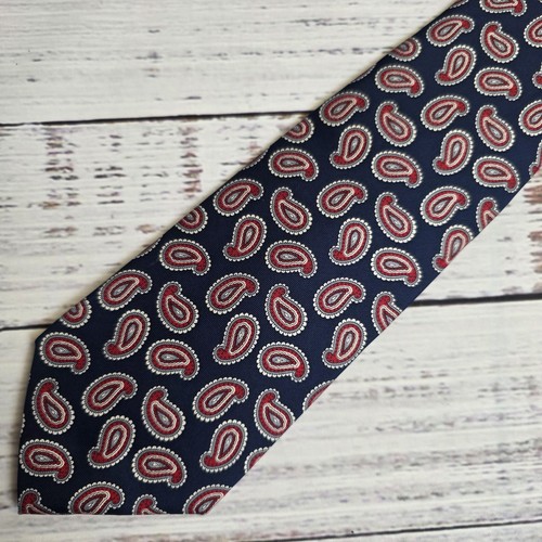 Brooks Brothers BFS All Silk Tie Blue Paisley Print Made in USA 3.75x58 Inches - Picture 2 of 3