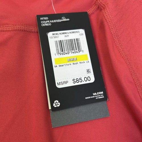 Under Armour UA SmartForm Rush Mock Mens Size Medium Long Sleeve 1373807 Red $85 - Afbeelding 2 van 8